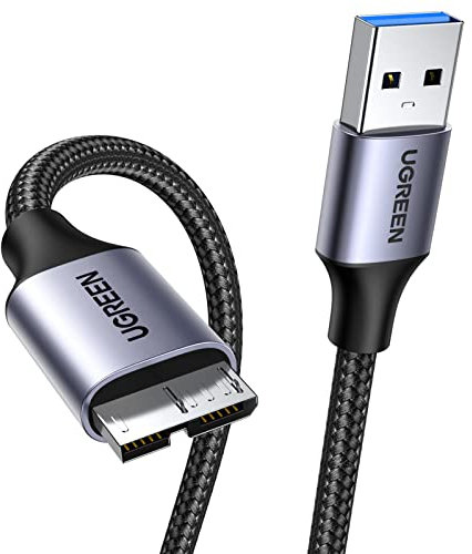 UGREEN USB 3.0 Micro B Kabel USB 3.0 Stecker auf Micro B Stecker Datenkabel für externe Festplatten Seagate, Toshiba Canvio, Western Digital (WD), My Passport, Galaxy S5, Note 3/ Pro 12.2 usw. (2m)