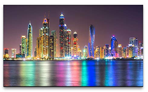 Bilder XXL Skyline von Dubai 120x70cm Wandbild auf Leinwand