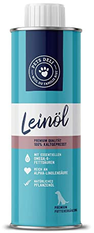 Pets Deli Pures Leinöl für Hunde in Premium-Qualität mit Omega-3 als Futterzusatz 250 ml