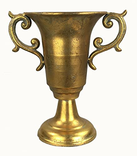 Pokal Amphore Dekovase Vase Blumenvase Antik Metall Vintage Deko Retro Design (LN52-4 Gold)