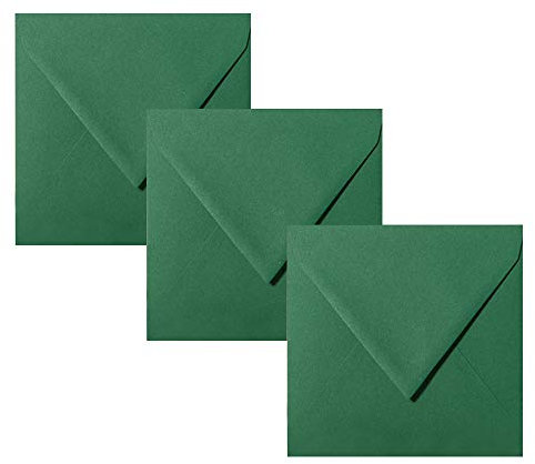 Paper24 Quadratische Briefumschläge 110 x 110 mm,120 g/qm, für Einladungen und Gutscheine, 50 Umschläge Dunkelgrün
