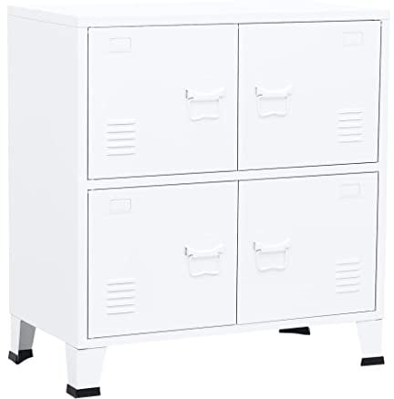 vidaXL Lagerschrank Industrial Büroschrank Beistellschrank Aktenschrank Metallschrank Stahlschrank Standschrank Schrank Weiß Stahl