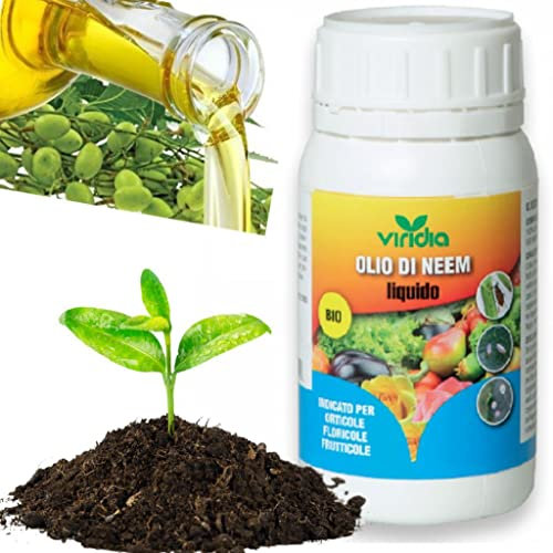 200 Ml di Olio di NEEM puro liquido BIOLOGICO piante da Diluire Afidi Agricoltura Universale per orto fogliare ortaggi Kiwi Limoni mirtilli Melograno Verdure Olivo Vite Frutti per agrumi