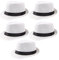Geebuzz Lot de 5 chapeaux Fedora à bord court classique d'été plage soleil chapeau panama casquette pour homme femme, Lot de 5 - Blanc, L