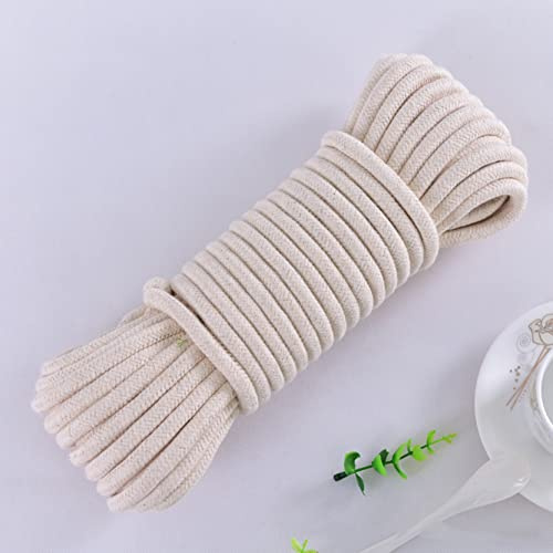 WABMJGW Wäscheleine Seil Stark Outdoor 30m/50m,Dicke 6/8/10mm Natürliche Baumwolle Seil Geflochtene Wäscheleine Schnur,Mehrzweck Clothes Line Rope,6mm-50 M