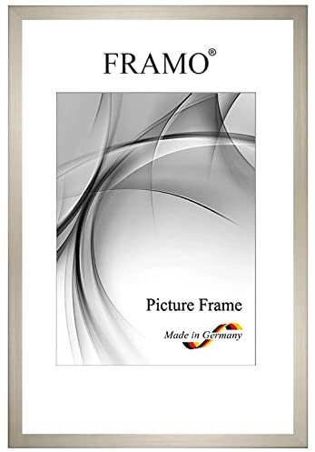 FRAMO Holz Bilderrahmen 50 x 70 cm aus Massivholz | Sand Beige | Außenkante in Schwarz | Farbe/Größe wählbar | Rahmen für Poster | Puzzle | Foto collage N°051