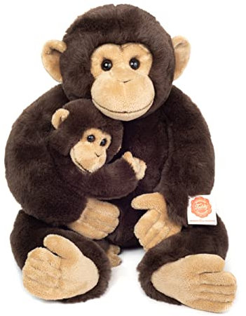 Teddy Hermann 92947 Schimpanse AFFE mit Baby 40 cm, Kuscheltier, Plüschtier, Sonderedition Teddy Hermann erklärt mit recycelter Füllung