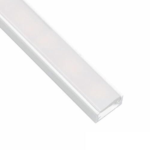 2m LED ALU Profil Slim für LED Streifen LED Leiste (14x7mm) in Weiß mit Abdeckung (2m Weiß - Abdeckung Matt)