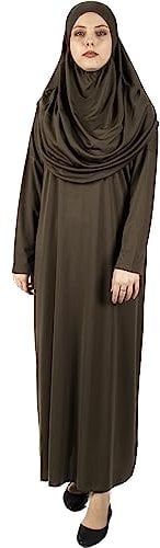 Muslim Einteiler-Gebetskleid für Frauen, Abaya, Islamisches Kleid, Volle Länge Hijab (Khaki)