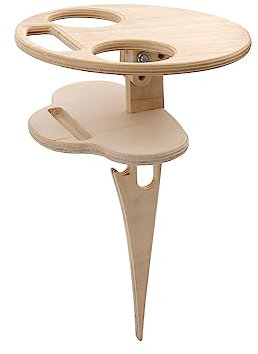 ERKIES Weinglashalter Holz, Tragbarer Outdoor Weintisch, Mini Gartentisch Rund, Für Sand und Gras Weinhalter im Boden, Camping, Picknick, Glashalter (Hölzerne, Doppelt)