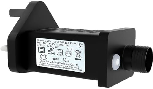 NOJGAC 31V Transformer Plug, LED Transformer Power Supply Adapter with 8 Modes & 6 Hour Timer, IP20 for Fairy Lights Power Supply, Christmas Lights, Net Lights, Icicle Lights