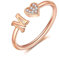 FUNEIA Herz Ring mit Buchstaben Damen Frauen Gold Silber Rosegold Verstellbarer Initiale A-Z Zirkonia Fingerring Stapelring Wasserfest Buchstabering Schmuck Mädchen Geschenkbox