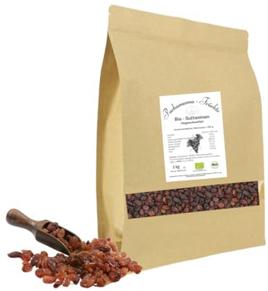 5 kg BIO Sultaninen | Ungeschwefelt | als Backzutat, Snack, Topping | Vegan