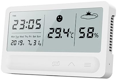 BESPORTBLE 1pc Hygrometer Digital Multifunktions-Lade-Touch-feuchtigkeitsmonitor Großes LCD-Display Für Büro Schlafzimmer Wohnzimmer