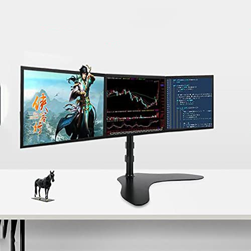 TV Standfuss TV-Wandhalterung, drei Bildschirme, Tisch-TV-Ständer, neigbare, schwenkbare TV-Ständerhalterung mit höhenverstellbarer Tisch-TV-Basis, passend für 17–27 Zoll LED-Fernseher mit niedrigem