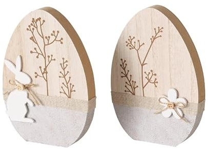 RiloStore 2 STK große Ostereier zum Stellen aus Holz grau braun Osterdeko b689 Holzeier XL 18cm Dekoeier Aufsteller Osterschmuck Geschenk Ostern Holzeier Dekoration Eier Tischdeko