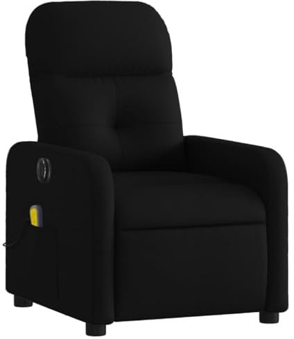 vidaXL Fauteuil de Massage Inclinable Électrique, Chaise de Relaxation avec Dossier et Repose-Pied Réglables, Siège de Salon Salle de Séjour, Moderne, Noir Tissu