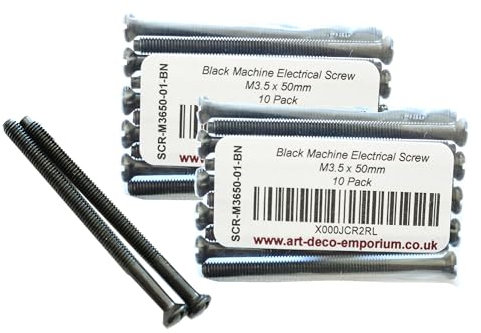 Electrical Machine Screws M3.5mm x 50mm for Switches or Sockets in Black Nickel Finish 2x10 (20) pack