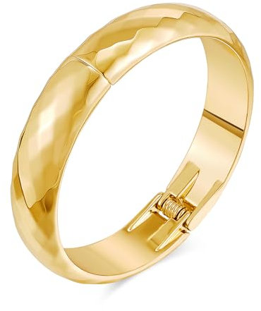 LILIE&WHITE Armreif für Damen in Gold – Elegantes, gehämmertes Design mit praktischem Verschluss