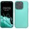 kwmobile Custodia Compatibile con Apple iPhone 15 Pro Cover - Back Case Morbida - Protezione in Silicone TPU Effetto Metallizzato turchese metallico