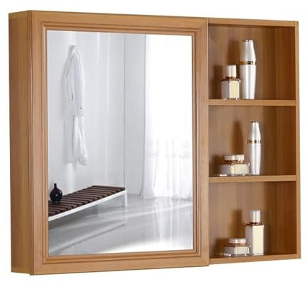 WuDLi Badezimmer-Medizinschrank mit Spiegel, an der Wand montierter Aluminium-Spiegelschrank, Aufbewahrungsschrank über der Toilette, Einbau- oder Oberflächenmontage, um 180° drehbare In