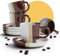 ElbFuchs® Espressotassen Set | 4x 100ml [ LIEBEVOLL HANDGEFERTIGT ] Espressotassen mit Henkel aus hochwertigem Keramik und Untertassen | Ausgefallene Espressotassen & Mokkatassen (braun/weiß)
