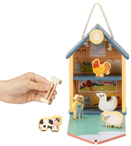 Navaris Bauernhof Spielzeug - Bauernhof Spielzeug ab 2 Jahre - Bauernhof Holz - Bauernhof Spielzeug ab 3 Jahre - Spielzeug Bauernhof - Bauernhoftiere Holz - Klappbar und tragbar