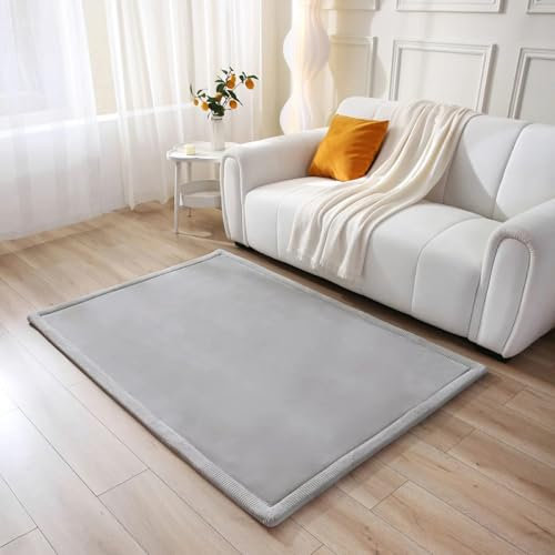 Wolkenweiche Spielmatte Baby 170x120x2,5cm, grau – Kinderzimmer Teppich mit hochwertigem Memory-Schaum – Krabbelmatte Baby mit Rutschfester Unterseite – Krabbeldecke, Kinderteppich, Tatami Matte
