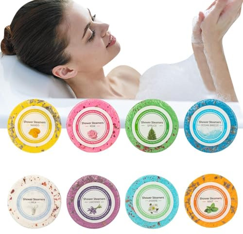 Duschdämpfer | 8 Duschdämpfer Duschtabletten | langanhaltend stark riechende natürliche Öle Duschbomben Set | Spa Entspannung Schönheitspflege Geschenke für Frauen Mama Sie Ihn