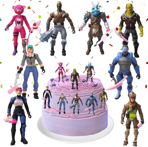 YISKY Fortnit Mini Figuren Set, 8 Stück Battle Figuren Set, Fortnit Cupcake Toppers, Fortnit Geburtstag Kuchen deko, Fortnit Tortendeko, Fortnit Cake Topper, für Kinder Geburtstagsfeiern