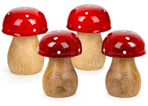 Logbuch-Verlag Fliegenpilz Figuren Set 4 Pilze Dekofiguren Herbst Dekoration Glückspilz rot weiß braun 7 cm