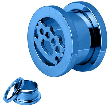 Taffstyle Flesh Tunnel Ohr Ear Plug Ohrpiercing Schlagring Style 16mm Blau