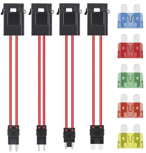 AUKENIEN ACC Porte Fusible Automobile Set 4Valeurs Mini Micro Micro2 Standard Boite Fusibles Voiture Double Ligne Adaptateur Connecteur Electronique avec Fusible Lame 10 15 20 30 40 Ampère pour Auto