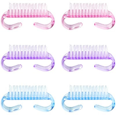 6 Pcs Nail Cleaning Brush Plastic Handle Scrubbing Brush Manicure Dust Brush Pedicure Scrubbing Tool for Toes and Nails, Home Garden Use