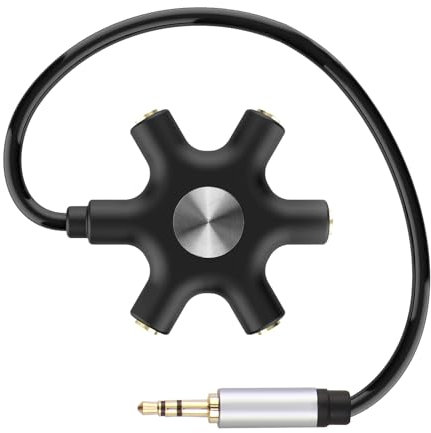 Répartiteur Audio multiprise 5 Jack moulé par Injection avec répartiteur Audio 5 Ports, Jack 3.5mm, Compatible avec iPhone, iPad, Samsung - Idéal pour Le Partage en Classe et Le Mixage Audio