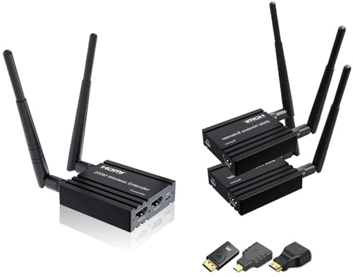 Wireless HDMI Transmitter and Receiver 4k decoding, One Transmitter and Two Receivers, Long Range Wireless Transmission 656FT/200M,Plug-Play, 2.4/5.8G for PC/Laptop/TV to Monitor/Projector/HDTV