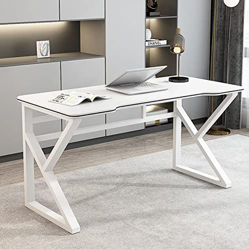 K Shaped Carbon Fiber Gaming Desk Ergonomic Home Office Computer Desk with Gamer Workstation 39 Inch White