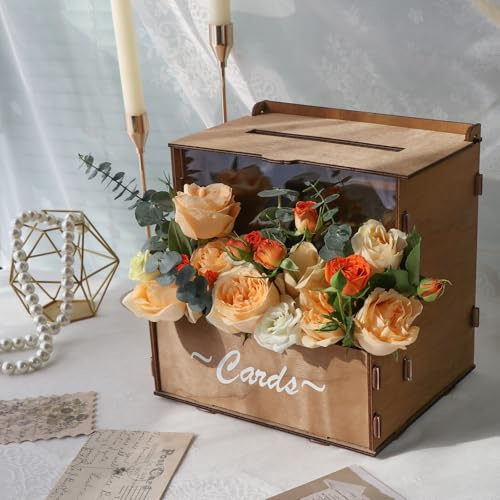 Wedding Card Box with Flower Trough & Acrylic Display Panel for Decorations