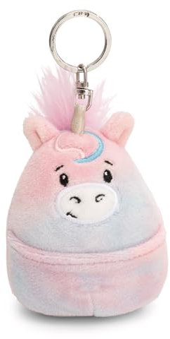 NICI Schlüsselanhänger Chill Einhorn 8cm-bunt-Plüsch-Begleiter für Rucksack oder Tasche, Kuschel-Anhänger mit Metallring für Schlüsselbund & Schlüsselhalter | 61760
