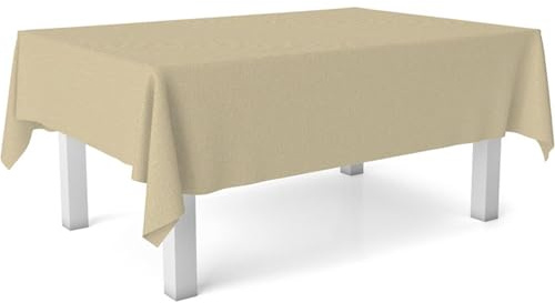 ECOMMERC3 Gartentischdecke abwaschbar 220x140 cm Wachstuch | Beige | Robustes, glattes Gewebe - wasserdicht - leicht zu reinigen - für drinnen & draußen - Qualität aus Spanien