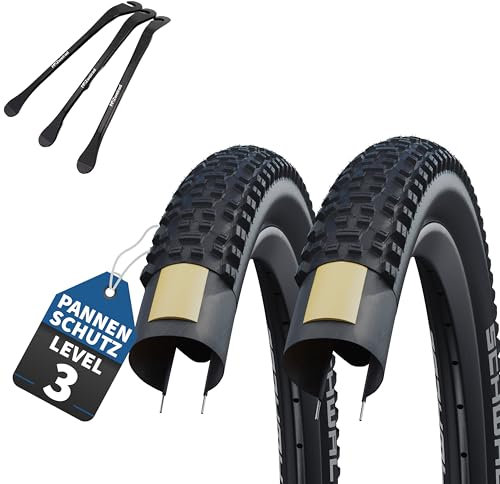 2er Set Schwalbe Fahradreifen Rapid Rob 26 Zoll x2,25 (57-559) + AV DV SV Schlauch und 3 Metall Reifenheber E Bike (Ohne Schläuche, 26x2,25 Zoll (57-559))