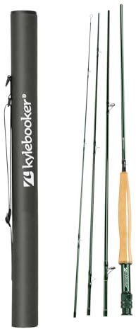 Kylebooker Angelrute mit Rohr, leichte Fliegenrute für Anfänger, Forellenbach, 3 - 8 W, 1,5 m