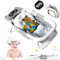 HyAdierTech Bañera Plegable Para Recién Nacido Con Cojín Suave, Asiento Bañera Bebe con Termómetro, Portatil Banheira Recien Nacido, Banheira Bebe con Soporte, Ahorra Espacio, Ideal para Casa o Viaje