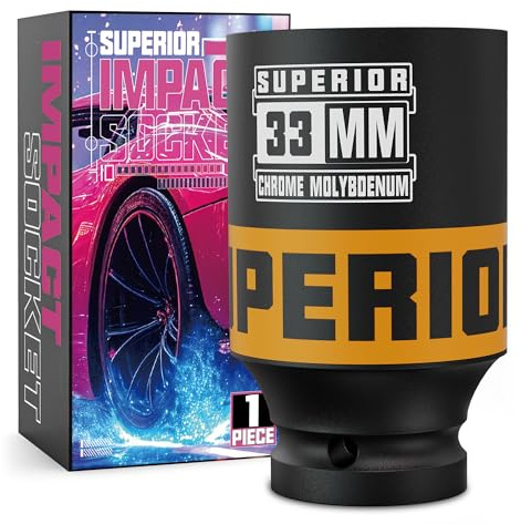 KIRXST 1/2 Inch Drive Deep Impact Socket 33mm Metric Jumbo Sockets, Axle Nut Socket for Car Wheel Hub Nuts, Trucks, Large Construction Machinery and Equipment