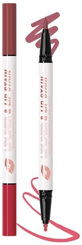 Lipliner Wasserfest, 2Farben Dual-Ended Matte Lippenstift, Langanhaltender Non-transfer, Hochpigmentiert Liquid Lippenkonturenstift, Smooth Natürlich Tattoo Lip Makeup Pencil Geschenke für Frauen-06