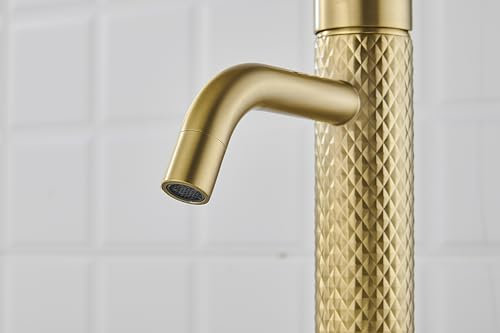 Brushed Brass Bathroom Tap, Diamond Pattern, Latest, Single Hole Mount Basin tap,knurled Fluted