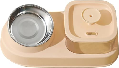 Fontaine À Eau Et Gamelle Intégrée | Nourriture pour Chats - Distributeur Automatique D’Eau Et De Croquettes | Design Pratique Et Hygiénique pour Chats,Fontaine à eau automatique pour animaux de compa