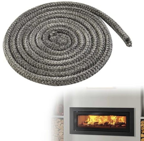 Ø 14 mm x 2.5 m Ofendichtschnur Kamin und Ofen Dichtschnur Fiberglas Dichtungen Hitzebeständig Bis 600 °C - Ofen Dichtschnur für Kamine Holzöfen