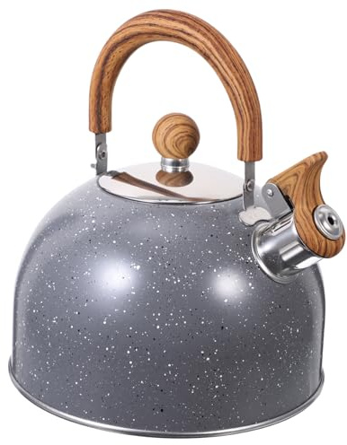 Stove Whistling Kettle Stainless Steel Marble Pattern | Anti-scalding Design, Ergonomic Handle, Home Tea Kettle for Indoor Water Heating