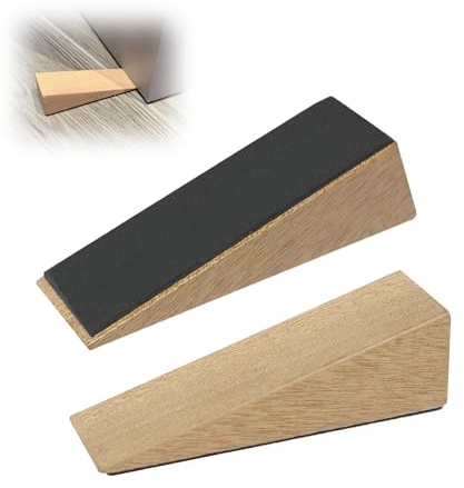 2 PCS Wooden Door Stop,Heavy Duty Non-Slip Wooden Door Wedge，Natural Beech Wedge Set Heavy Duty Doorstop for All Types of Home Bedroom Kitchen Office Doors Furniture